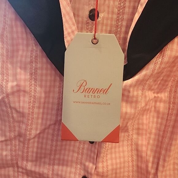 Banned Retro Pink Gingham Blouse Size S - Picture 3 of 4